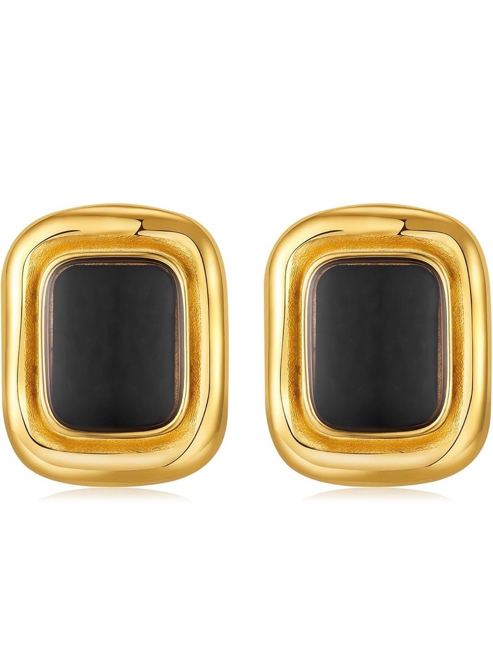Gold and Black Statement Clip-On Earrings - Women Jewelry - Picture 3 of 8